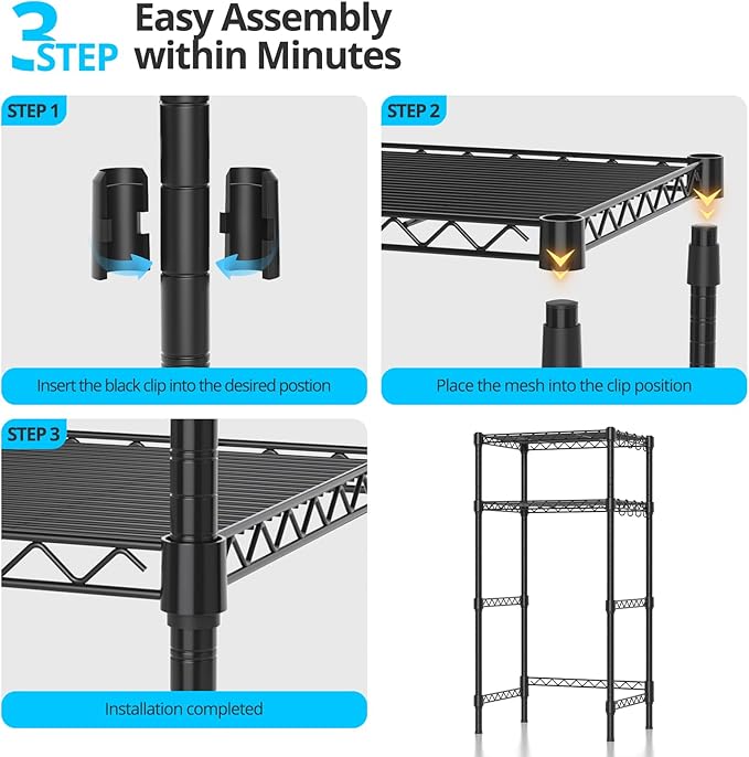 Mini Fridge Stand with Adjustable Shelf, 2 Tier Storage Rack Organizer for Refrigerator & Microwave, Storage Shelves and Space Saver for Dorm Room, Office, Kitchen, Apartment, Garage, Black