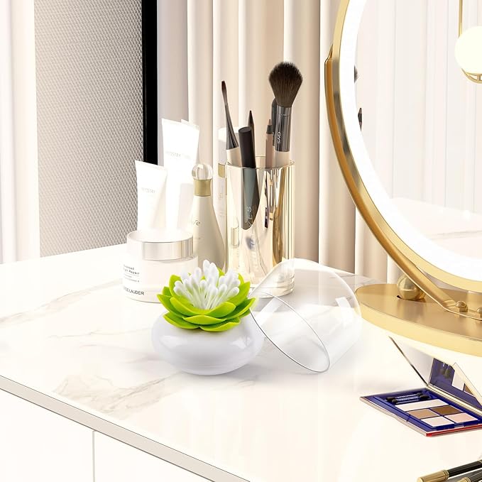 Bloss Mothers Day Gifts Cotton Swab Holder Q-Tips Holder Lotus Toothpick Holder Small Toothpick Case Toothpicks Organizer Bathroom Vanity Canister -Green