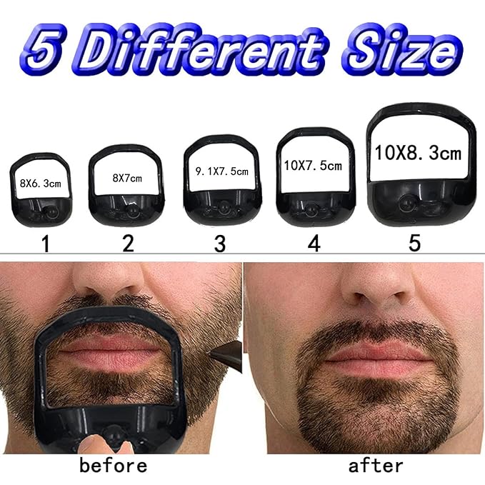 Beard Shaping Tool, Beard Shaper, 15 Pcs Beard Shaving Template, 5 Size, Precise Trimming, Beard Shaping, for Goatee Mustache Sideburns, Jaw Cheek Neck Line