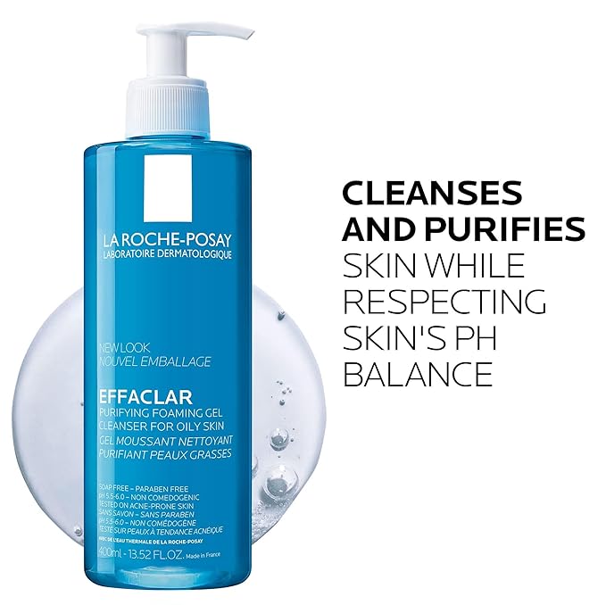 La Roche-Posay Effaclar Purifying Foaming Gel Cleanser for Oily Skin,With Zinc Pidolate To Remove Excess Oil & Shine,Alcohol Free & Oil Free,Sensitive Skin Tested,(Pack of 2)