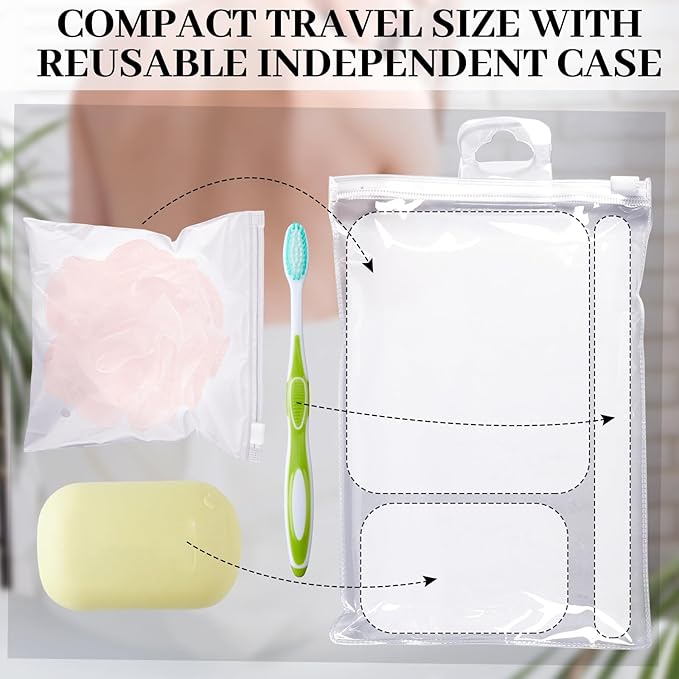 12 Pcs Travel Size Loofah Individually Wrapped, Small Shower Puff Bath Sponge Pouf Ball Bulk Mesh Bath Puff Mini Loofah Sponge with Case Bulk for Shower Care (25g,Pink)