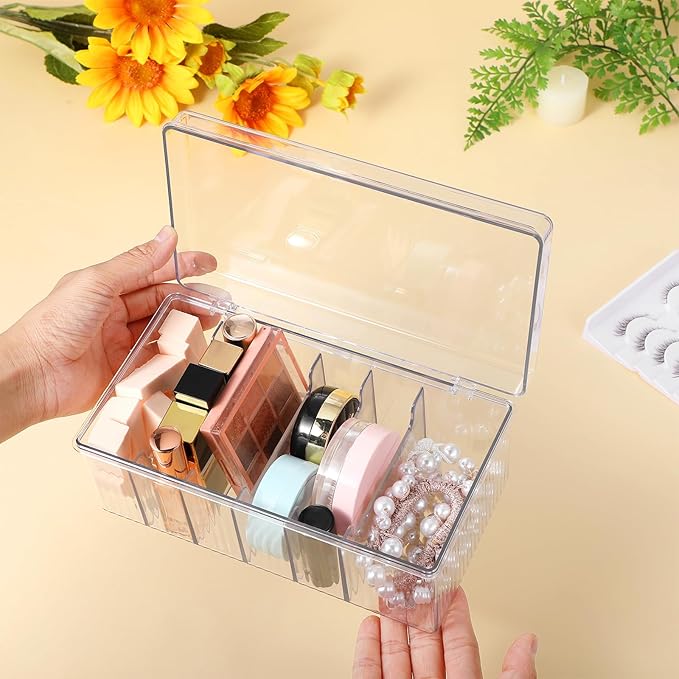 Lash Extension Organizer & Storage, Acrylic Lash Extension Organizer, Large Capacity Eyelash Extension Supplies Storage Container Box with Lid, Neatly Store and Organize Your Lash Supplies (Clear)