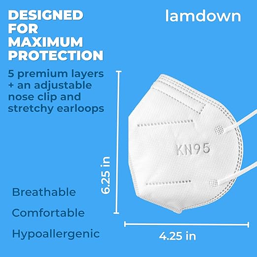 (600-Pack) KN95 Face Masks, Individually Wrapped, Premium Disposable Dust Mask, White