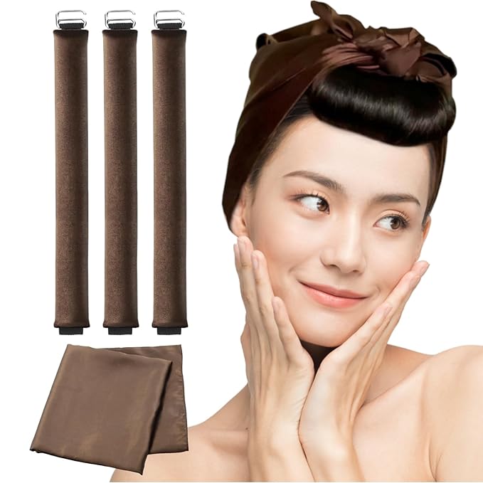 Heatless Curling Kit: Headband Curler, Curling Ribbon with Hook for Overnight Sleep Styling - Easy to Use Red