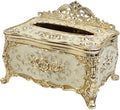 Geesatis Tissue Box Cover, Rectangle Tissue Box Holder, Rectangular Napkin Facial Tissues Holder for Bathroom Toilet Bedroom Living Room Table Desk Office Dresser, 1 Pcs Gold 7.5''x5''x4''