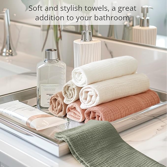 Konssy 7-Pack Soft Cotton Face Wash Cloths, Reusable Absorbent Washcloths for Sensitive Skin, Facial Makeup Remover Towels for Women (11 x 11 Inch)