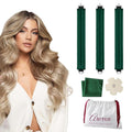 Heatless Curls Overnight Heatless Hair Curler Heatless Blowout with Luxury White Bag Silk Scarf, Curling Rod to Sleep in No Heat Curling Headband, (Green 3PC)