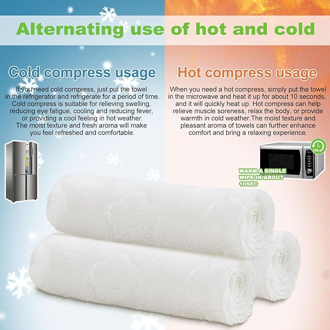 Moist Cotton Towel Bulk Moist Towelettes Individually Wrapped 8.7" x 8.7",White Towel Services,Refreshment Pre Moistened Towels for Travel Sport Party Spa Dentist (1 Count (Pack of 100), Mint)