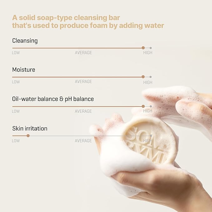 SOME BY MI Lacto Soy Low pH Morning Cleansing Bar – 3.17oz, 90g - Korean Vegan Bar Soap with Blackhead & Oil Control – Enriched with Soy Protein & Probiotics to Support Skin Barrier – Korean Skin Care