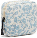 Small Makeup Bag for Purse,Mini Cosmetics Bag cute Zipper corduroy Cosmetic Pouch Storage Pouch Travel Toiletry Organizer for Women Girls(Plants Blue)