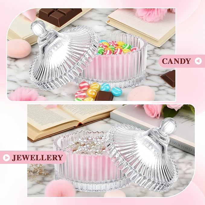 5 Pcs Extra Large Body Powder Puff and Container Set – 5.43" Oversize Crystal Powder Container | 3.54" Ultra-Soft Velour Puff, Washable & Reusable, Ideal for Face/Body Glitter & Wet/Dry Makeup