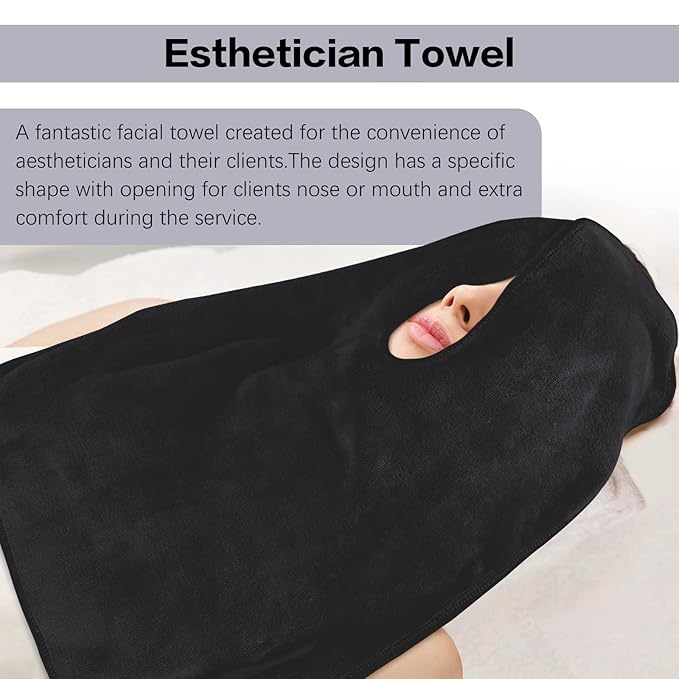 SINLAND Microfiber Esthetician Towels for Facials Mask Removing Face Wrap Soft Facial Cloth with Split Design Spa Towels for Facial Steam Massage and Cleansing