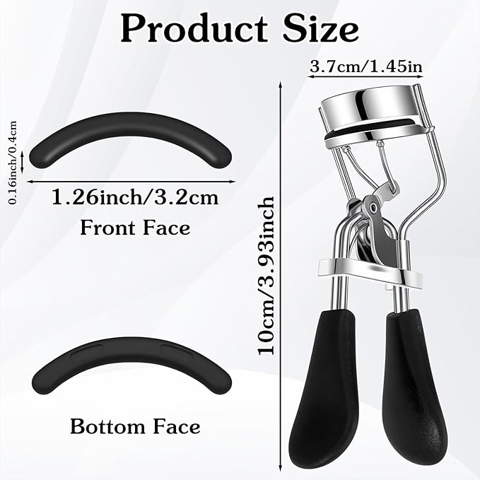 Sibba 100 Pcs Eyelash Curler Refills, Silicone Eyelash Curler Pads with Lash Tool, High Elasticity Replacement Pad, Safe Gentle Smooth, Black