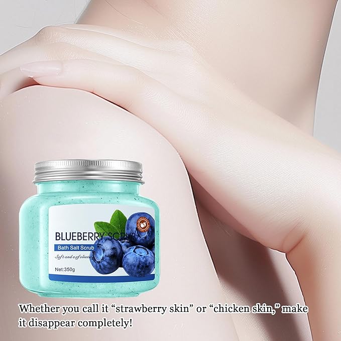 Blueberry Body Exfoliator, Deep Cleaning Exfoliating Body Scrub, Moisturizing Nourishing Salt Rose Body Scrub, 350 g