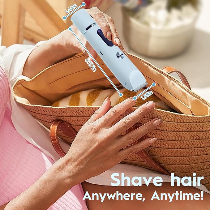 2026 Upgraded 2 in 1 Bikini Trimmer for Women with LCD Display,Dual Head Cordless Electric Bikini Shaver,IPX7 Waterproof Wet/Dry Body Hair Trimmer for Face,Azure