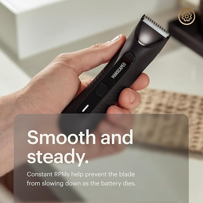 MANSCAPED® The Lawn Mower® 3.0 Plus Groin & Body Hair Trimmer – Updated SkinSafe® Trimmer Blade, Waterproof Wet/Dry Groomer, USB-C Rechargeable, Men’s Wireless Ball Shaver, Tuxedo Black
