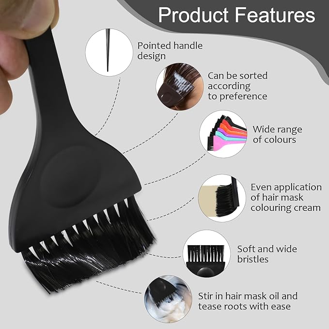 6 Pcs Hair Dye Brush, 6 Vibrant Hair Brush, Professional Color Brushes for Hair Stylist, Reusable Color Tint Applicator, Perfect for DIY Coloring, Highlights, and Root Touch-Ups