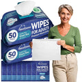 XL Bath Wipes for Adults Bathing No Rinse (2pk) 100 Ct. + 8 Travel Body Wipes 10 x 11.5" Adult Disposable Washcloths for Elderly Incontinence - After Surgery Must Haves Supplies & Elder Care Products