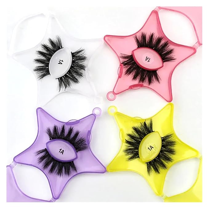 4Pcs Empty Plastic Lash Boxes Star Shape Eyelash Storage Box Travel Case 3D False Eyelashes Packaging Gift Boxes Holder Organizer for Women Girl Eyelash Storage and Packaging False Eyelashes, 4 Colors