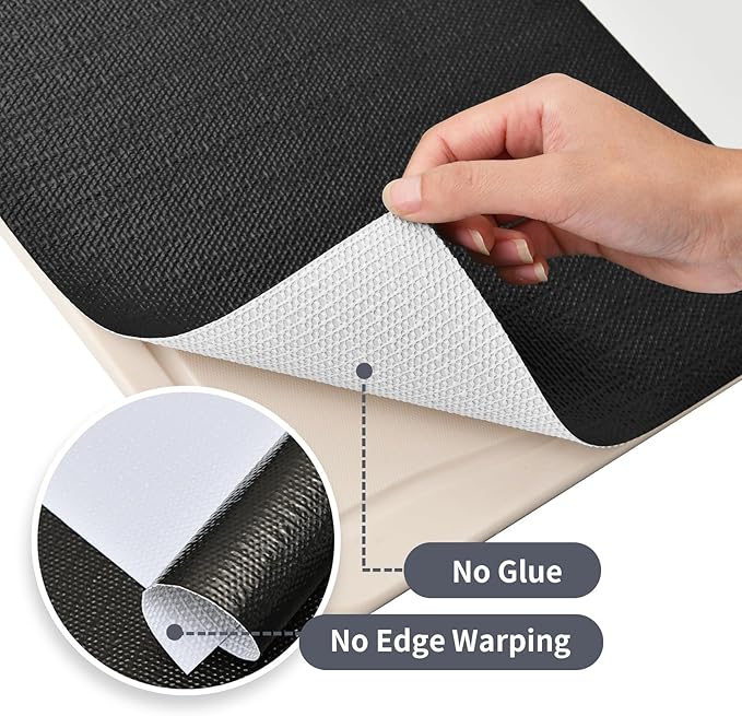 Shelf Liners for Kitchen Cabinets 12in x 20FT, Non Adhesive Drawer Liner Pure Black Thickened Shelf Liner Non-Slip Easy to Clean for Tool Box Refrigerator with Knife and Tape Measure