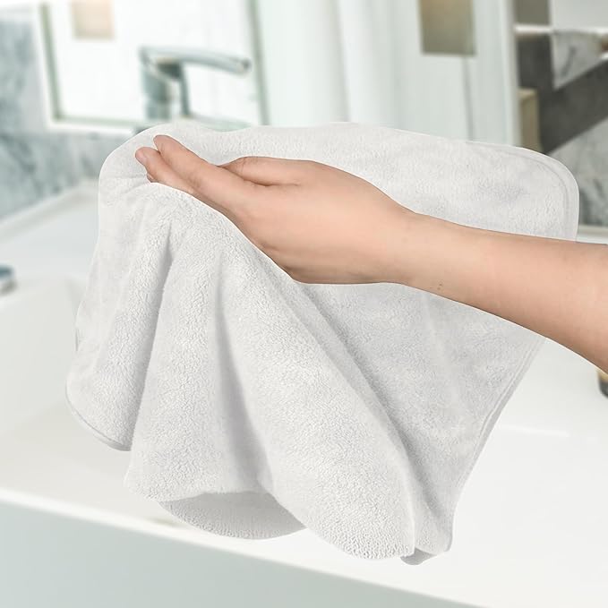 Avalon Towels Microfiber Salon Towel - White Hand Towels Bulk 24 Pack - Lint Free Fleece Microfiber Hand Towel, Soft & Ultra-Absorbent Ideal for Facial Spa & Gym Work Out 16"x26" (Not Bleach Proof)
