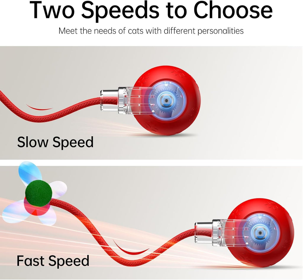 Interactive Cat Toys for Indoor Cats - Kitten Toy with Speedy Tail 2.0, Automatic Cat Toys for Bored Indoor Adult Cats, Motion-Activated, 2025 New Upgraded, USB Rechargeable (Red)