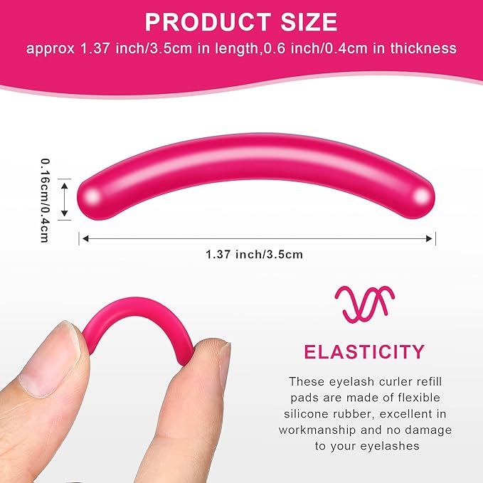 Mudder 80 Pieces Eyelash Curler Refills Eyelash Curler Pads Silicone Rubber Replacement Refills Pads for Universal Eye Lash(Black, Rose)