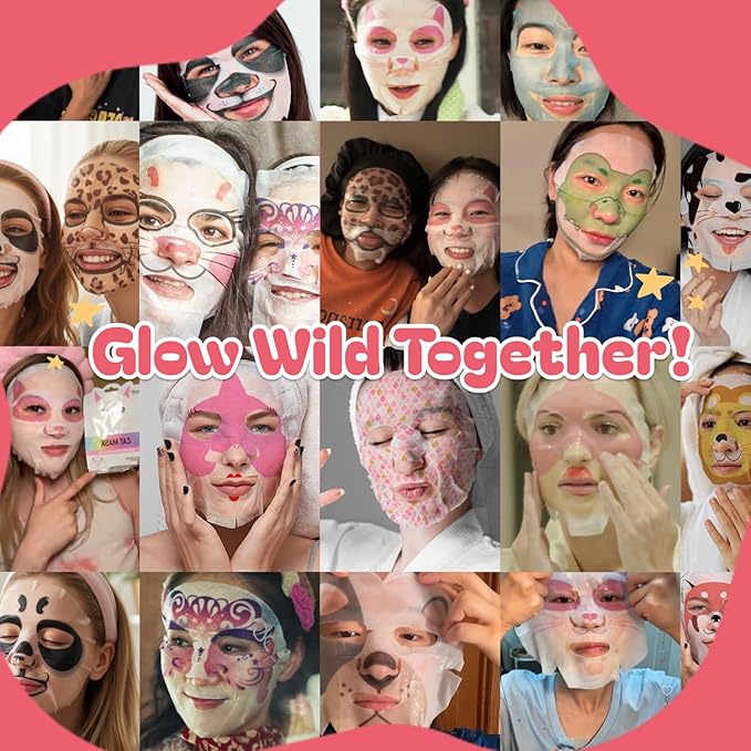 Epielle Character Face Mask Fuzzy Friends 12 Pack, Fun & Effective Korean Skin Care, Spa Party Favors, Easter Basket Stuffers, Birthday Gifts for Women, Self Care Gifts