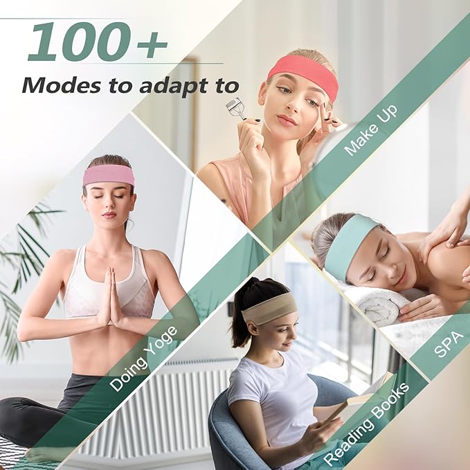 Headbands for Women, Stretchy Non Slip Soft Cotton Cloth Hair Bands for Sports, Workout, Yoga and Running, 7pcs
