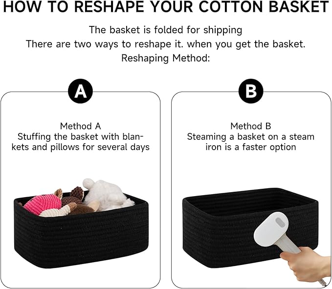 6 Pack Storage Baskets for Shelves, Small Baskets for Shelves, Cute Decorative Storage Bins, Organizer Basket for Gifts Empty, 11.8''Lx7.8''Wx4.7''H-Black