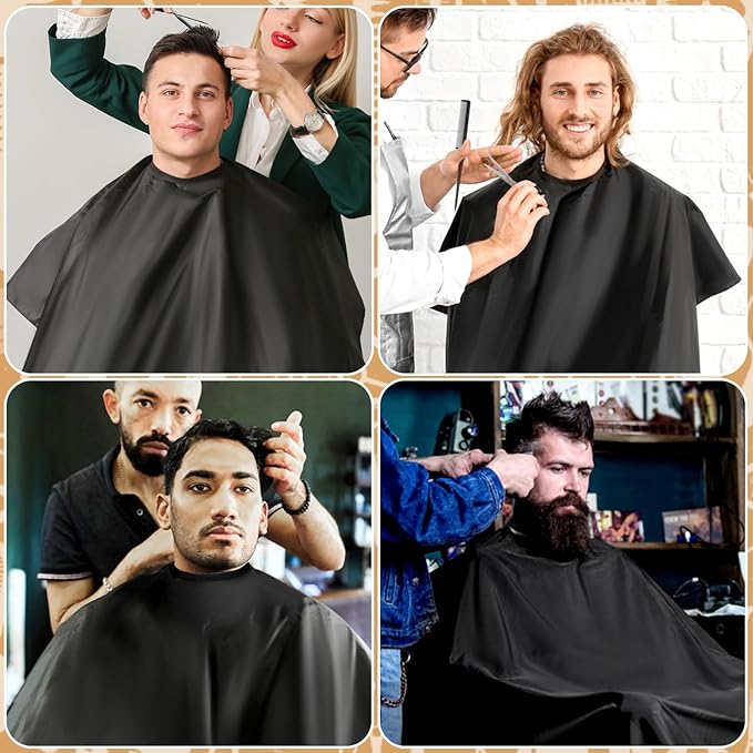 FEBSNOW Hair Cutting Cape Kit,Professional Barber Cape with Neck Duster Brush for Adults Waterproof Hairdressing Salon Cape with Adjustable Closure Snap Salon Barber Supplies