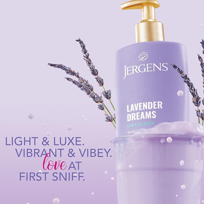 Jergens Shea Fusion Lavender Dreams Body Lotion, Moisturizer with Shea Butter & Vitamin E, 14 Fl Oz