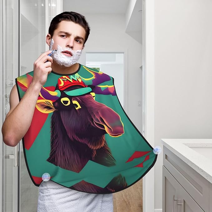 Pinks Cotton Candy Print Beard Bib Shaving Apron, Beard Hair Trimming Cape Gift For Dad