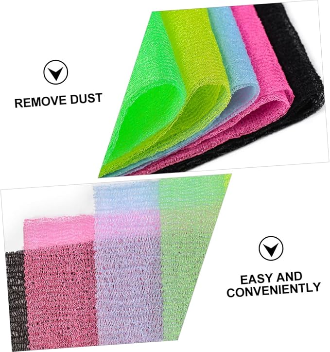 5pcs Exfoliating Back Scrubber Strap for Skin Massage and Cleansing Random Colors for Bathing and Shower Use
