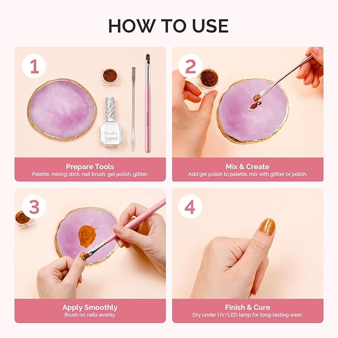 MelodySusie 1PC Round Shape Resin Nail Art Palette, Professional Color Mixing Board for Gel Polish, Acrylics, Pigment Blending, Salon and DIY Makeup Artist Tool, Purple