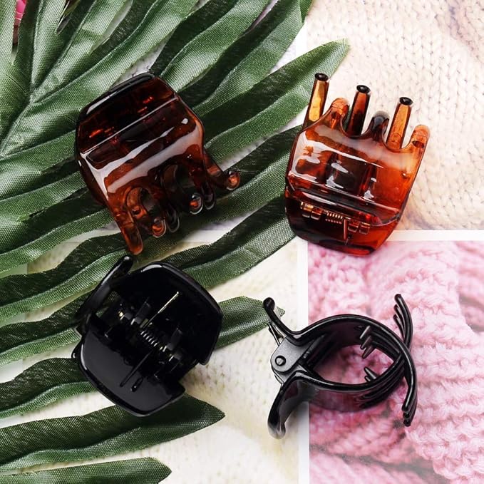 12 Pcs Medium Size Hair Claw Clips, 1.38×1.38×1.57inch No-Slip Grip Jaw Clips for Women and Girls Hair Accessories Barrettes Gifts (Black and Brown)