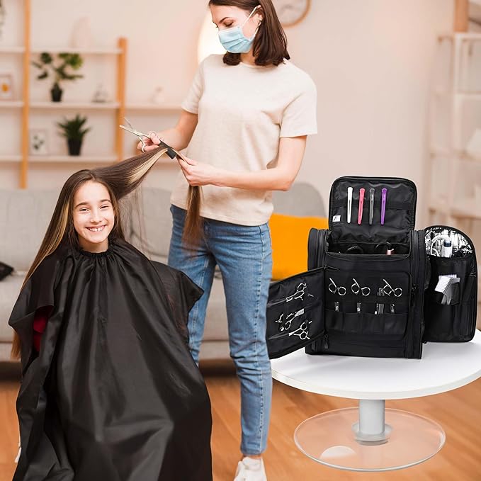 BYOOTIQUE Hairdresser Makeup Artist Travel Bag, Suitable for Barber Styling Tools Curling Iron Straightener Salon Shop, Black