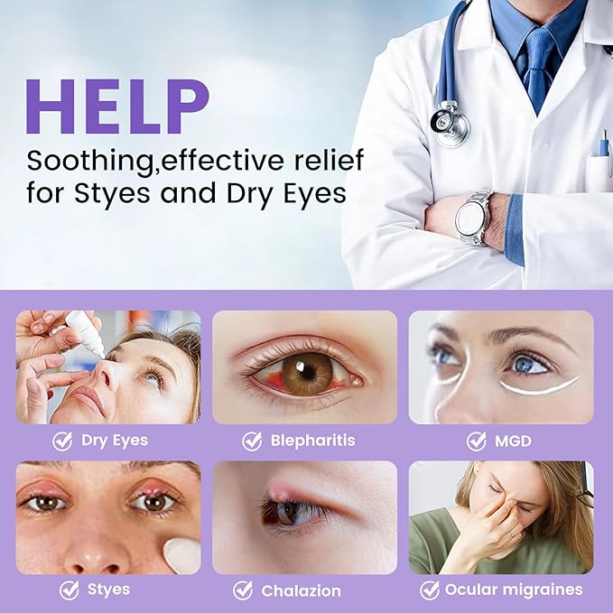 Aroma Season Heated Eye Mask, Warm Eye Compress for Dry Eyes MGD Stye Blephartitis Sinus Migraine, Graphene Heating Element with Natural Lavender Pack