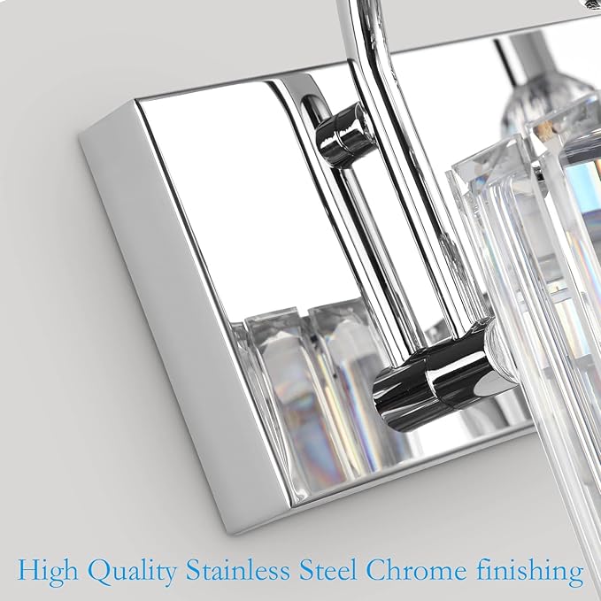 Ralbay Chrome Crystal Vanity Light 4-Lights 31.5'' Modern Bathroom Wall Lighting Over Mirror