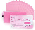 Sanitary Napkin Individual Disposal Bags, 160 Pcs Opaque Personal Care Disposable Bag, Secure Closure, Odor Control, for Pads, Tampons, Women Period Small Trash Bag,With Purse Pouch, Pink