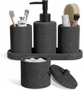 Clara Clark Bathroom Set - Coal Black Bathroom Accessories Set, 5PC Bathroom Accessory Set, Bathroom Sets with Soap Dispenser, Toothbrush Holder, Tumbler, Cotton Swab Jar & Vanity Tray