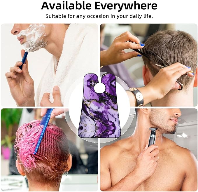 Purple Rose And Skull Print Beard Bib Shaving Apron, Beard Hair Trimming Cape Gift For Dad