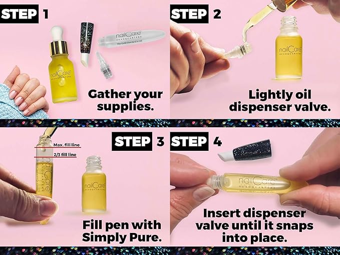 Nail Care Headquarters Refillable Holographic Cuticle Oil Pen for Nails - Empty Holo Squeeze Nail Oil Pen with brush by Bliss Kiss | 1 Pen