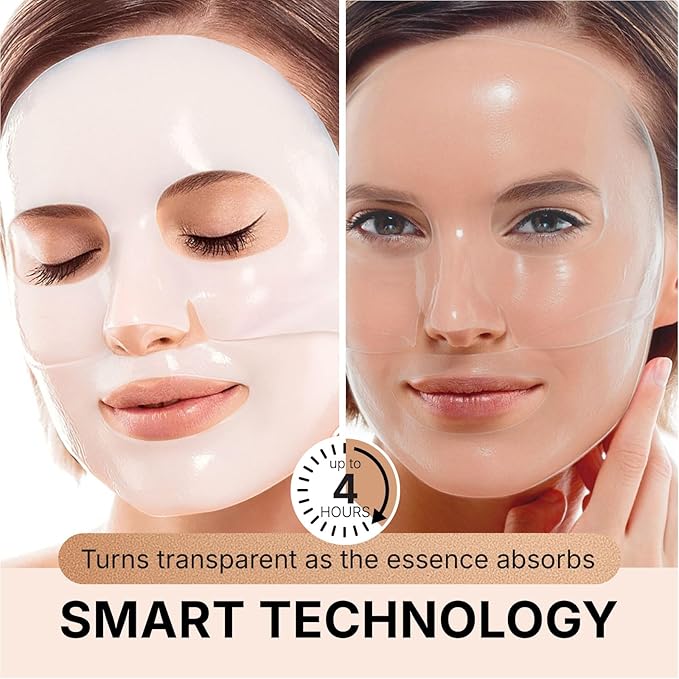Bio Collagen Face Mask with PDRN and Hyaluronic Acid - Hydrogel Collagen Mask Overnight - Deep Hydrating, Glass Skin, Firming & Rejuvenating Skincare| 1.41oz(40g) x 4ea
