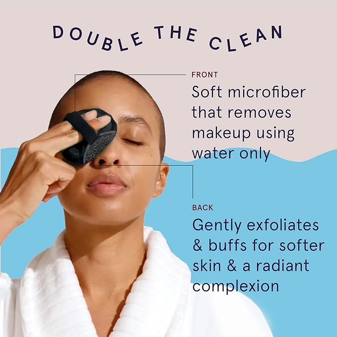 CleanLogic Bath & Body Charcoal Infused Exfoliating Dual-Texture Facial Pads, Face Sponges for Cleansing & Softening Sensitive Skin, MakeUp Remover Pads, 9 Count Value Pack