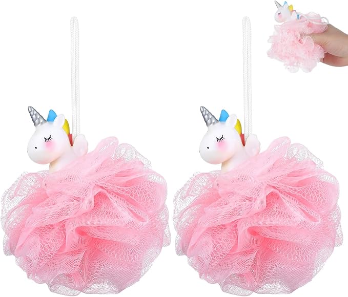 Balacoo Shower Loofah: 2 Pcs Unicorn Loofahs Animal Loofah Kids Loofah Bath Sponge Exfoliating Scrubber Bathing Ball for Girls Boys