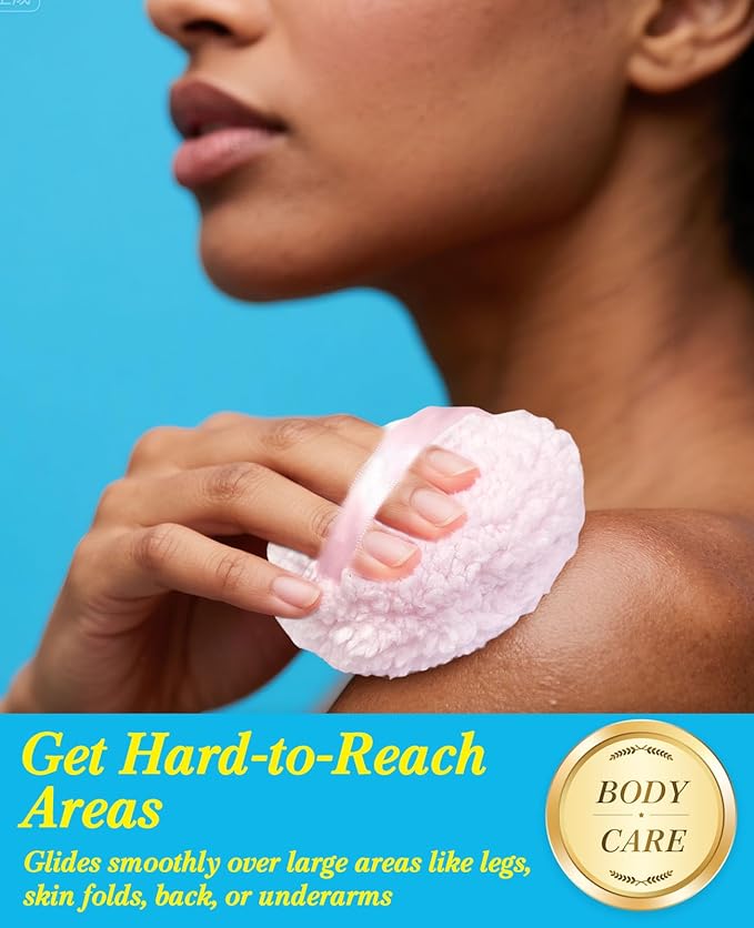 4" Large Powder Puff, Soft Fluffy Powder Puff for Body and Container, Even Application, Washable, Travel Pack, Light Pink