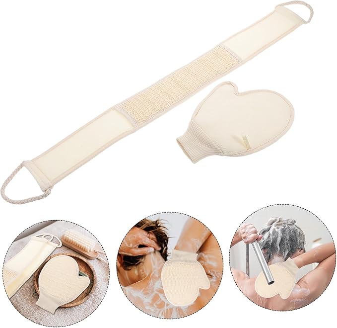 VICASKY Cotton Bath Gloves Back Scrubber Straps Exfoliating Gloves for Shower Women Men Body Cleaning Tool for Home and Travel