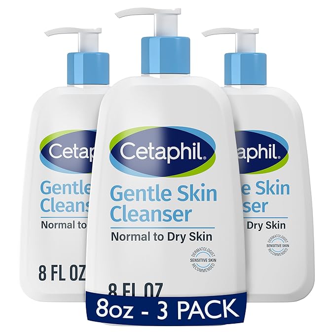 Cetaphil Face Wash, Hydrating Gentle Skin Cleanser for Dry to Normal Sensitive Skin, 8 oz 3 Pack, Fragrance Free, Soap Free and Non-Foaming