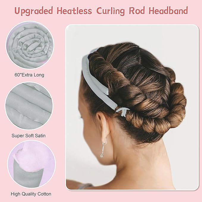 Small Heatless Curling Rod Headband - Upgraded 60" Extra Long Soft Hair Rollers to Sleep In for No Heat Curls